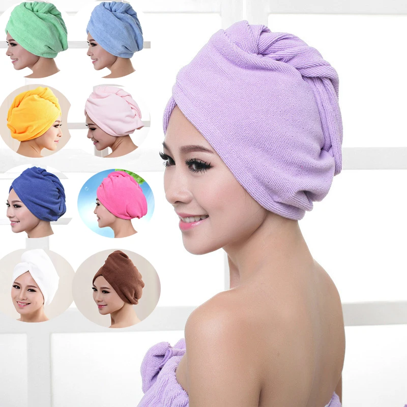 

Microfibre After Shower Hair Drying Wrap Womens Girls Lady's Towel Quick Dry Hair Hat Cap Turban Head Wrap Bathing Caps Tools