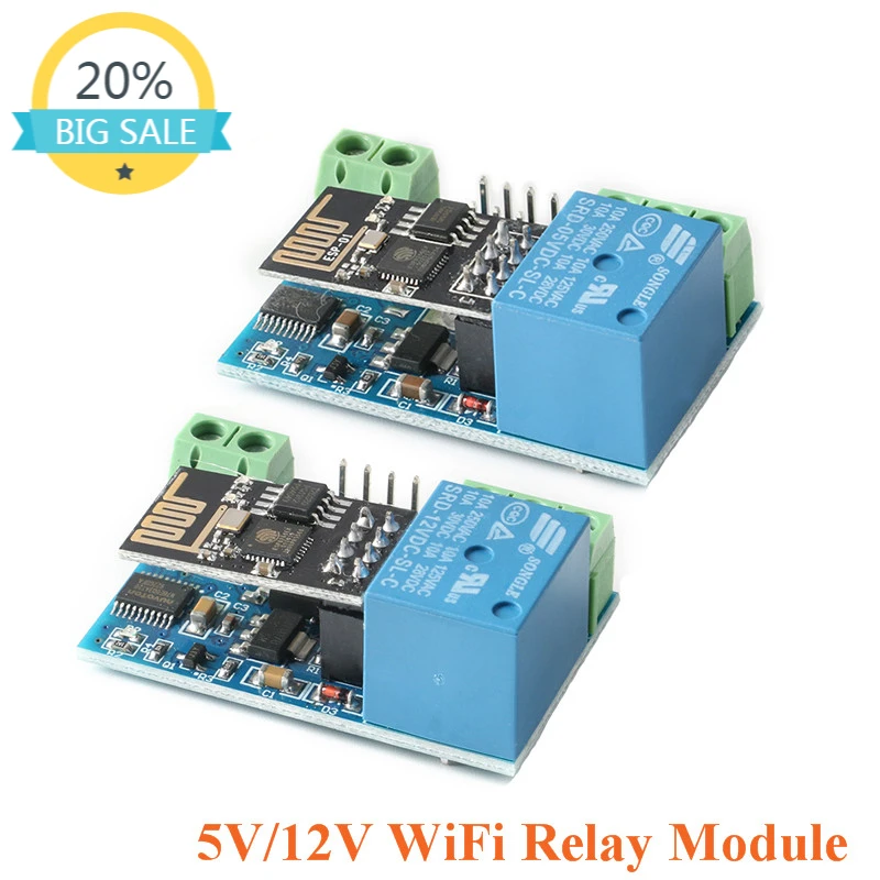 5V 12V 1 WAY WiFi Relay Module ESP8266 ESP-01 Things Smart Home Remote Control Switch Wireless WIFI Module for Arduino Phone APP 
5V 12V 1 WAY WiFi Relay Module ESP8266 ESP-01 Things Smart Home Remote Control Switch Wireless WIFI Module for Arduino Phone APP
