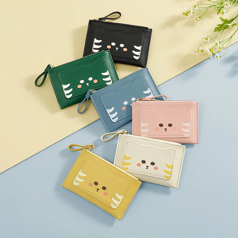 

Корейский Новый женский короткий милый мультяшный кошелек, многофункциональный кошелек, студенческий кошелек на молнии с несколькими кармашками для карт, кошелек для студентов
