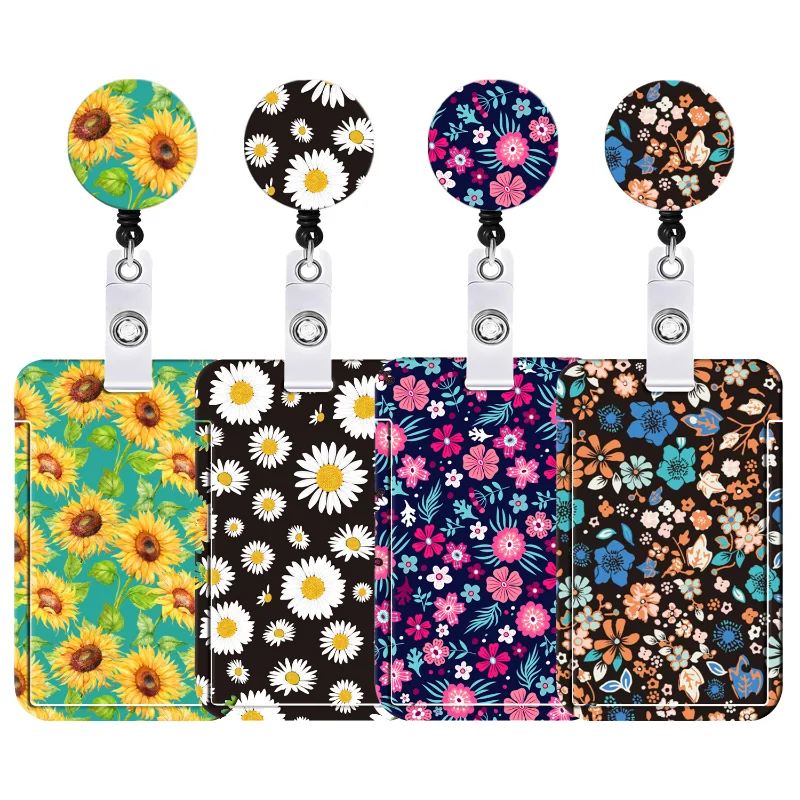 

1pc Bus Pass Card Sleeve Cover Case Mobile Key Ring Flower Keychain Nurse Work Card Accessories Lanyard ID Tag Name Badge Holder