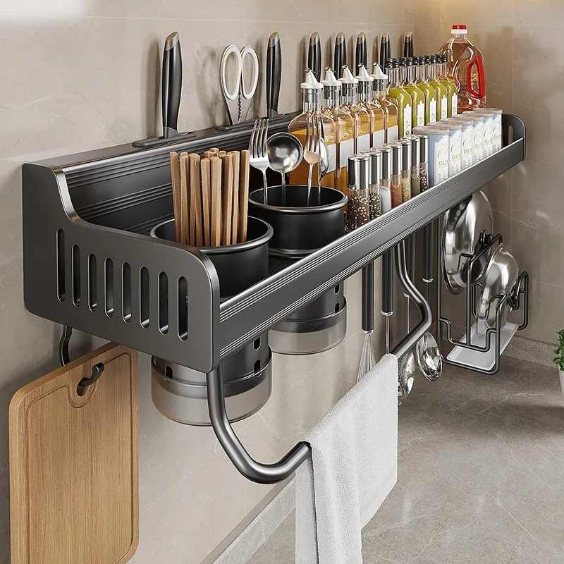 Kitchen Rack Punch-Free Wall-Mounted Household Seasoning Storage Rack Multi-Function Knife Rack
Kitchen Rack Punch-Free Wall-Mounted Household Seasoning Storage Rack Multi-Function Knife Rack
