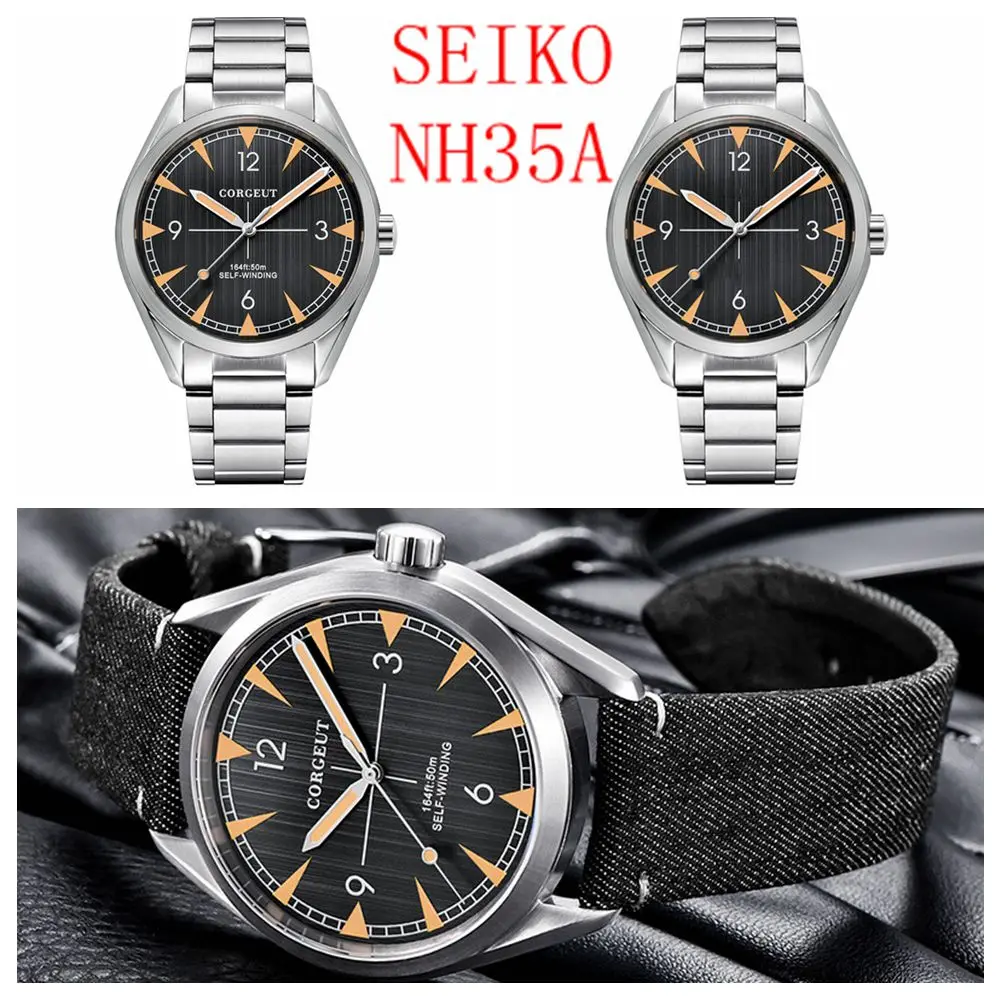 Sapphire NH35 Mens Watches 41MM Corgeut Mechanical Wristwatch For Men sport Automatic Watch Men Military Waterproof Reloj Hombre
Sapphire NH35 Mens Watches 41MM Corgeut Mechanical Wristwatch For Men sport Automatic Watch Men Military Waterproof Reloj Hombre