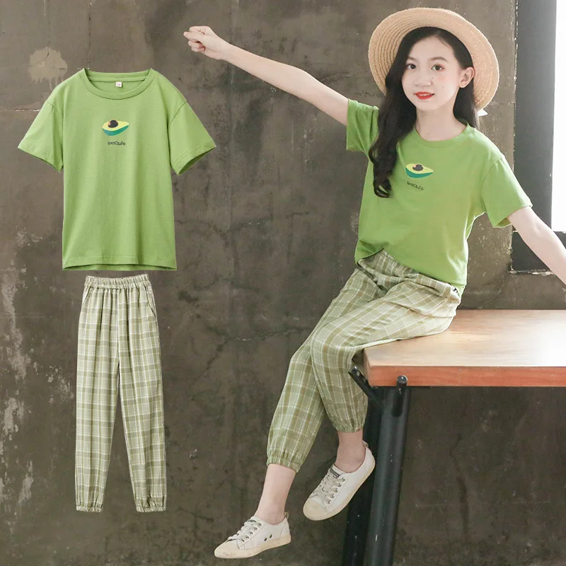 Summer Baby Girl Clothing Sets Kids Short Sleeve T Shirt + Plaid Pants Girls Clothes 6 8 10 12 Years School Children Outfit
Summer Baby Girl Clothing Sets Kids Short Sleeve T Shirt + Plaid Pants Girls Clothes 6 8 10 12 Years School Children Outfit