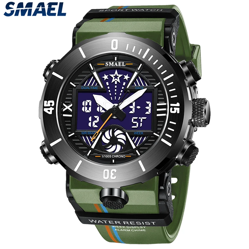 

New Arrival SMAEL Brand Watch for Men Waterproof Sports Mens Watches Chronograph Alarm Digital Wristwatches reloj hombre 8051