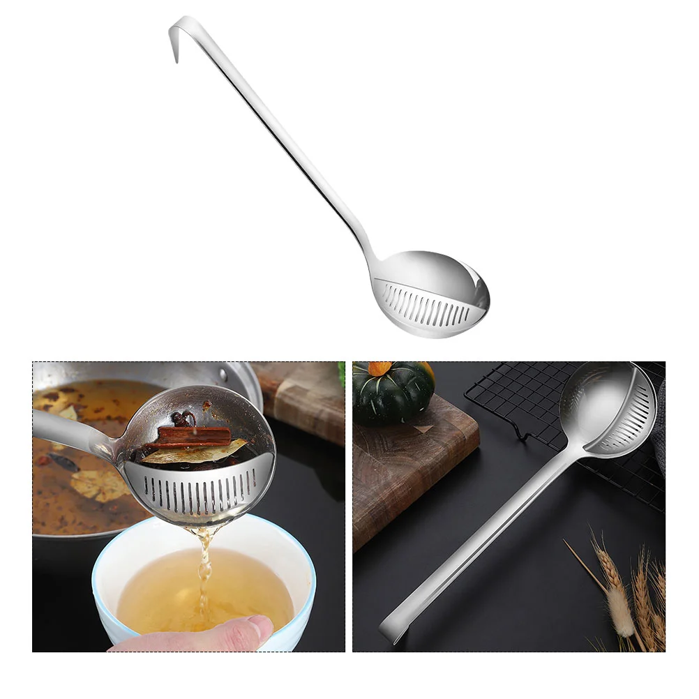 

Ladle Spoon Strainer Skimmer Grease Soup Stainless Steel Spoons Fat Separator Slotted Filter Oil Hot Pot Kitchen Colander Scoop