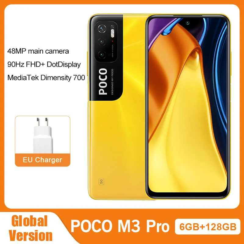 Смартфон глобальная версия POCO M3 Pro 6 + 128 ГБ NFC 8 ядер 90 Гц 5 дюйма FHD тройная камера 48