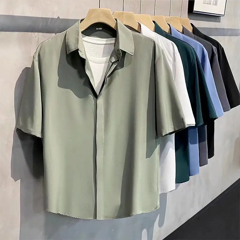 Men's Short Sleeve Shirt Anti-wrinkle Sweat-wicking Solid Color Stylish Office Casual Versatile Loose Button Shirt Thin Men'stop
Men's Short Sleeve Shirt Anti-wrinkle Sweat-wicking Solid Color Stylish Office Casual Versatile Loose Button Shirt Thin Men'stop