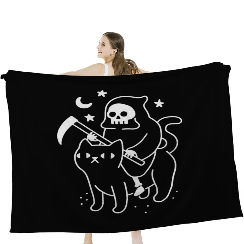 Death Rides A Black Cat Throw Blankets Soft Velvet Blanket Camping Bedding Blanket Cold Cinema or Travel
Death Rides A Black Cat Throw Blankets Soft Velvet Blanket Camping Bedding Blanket Cold Cinema or Travel