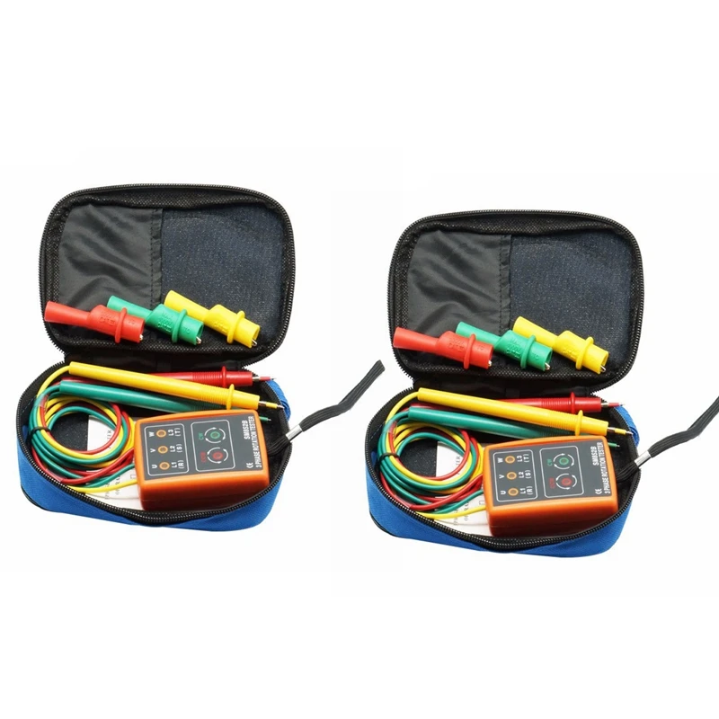

HOT-2X New 3 Phase Sequence Rotation Tester Indicator Detector Meter LED Buzzer With Portable Pouch TD-LED02