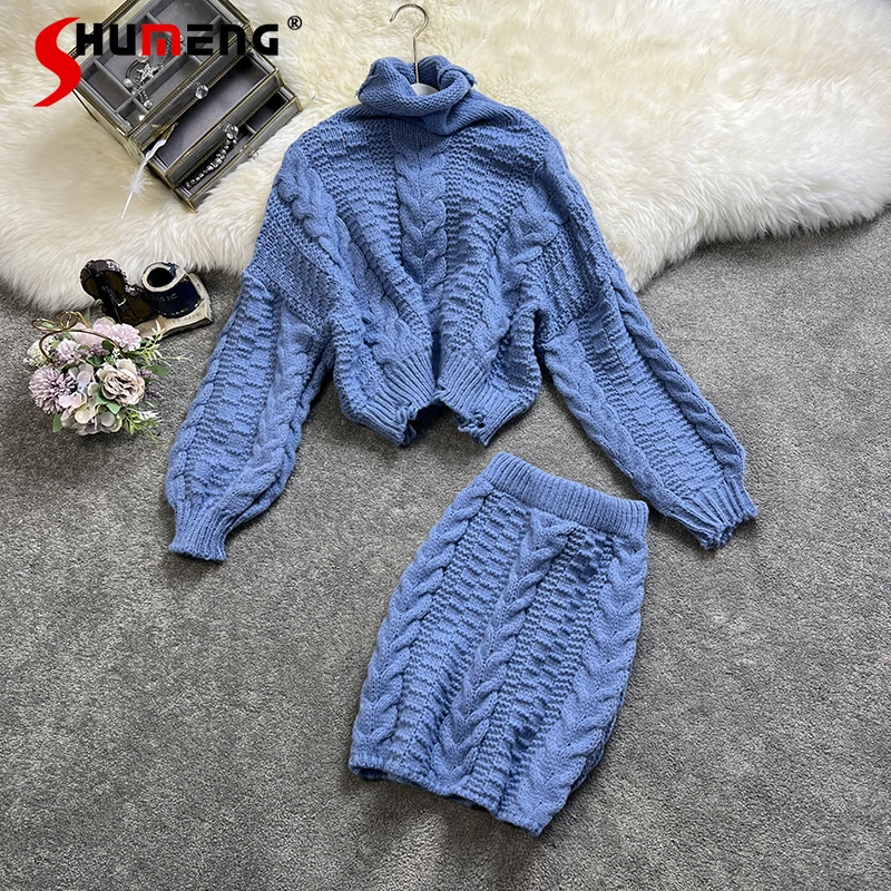 Winter Knitted Suit Women's Long Sleeve Sweater Slim-Fit Thickened Twist High Waist Hip-Wrapped Short Skirt Two-Piece Set
Winter Knitted Suit Women's Long Sleeve Sweater Slim-Fit Thickened Twist High Waist Hip-Wrapped Short Skirt Two-Piece Set