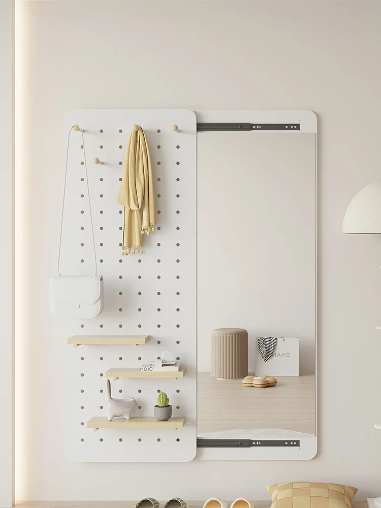 Wall hole board, mirror integrated storage rack design, with a sense of closure, push pull full body mirror, entry door
Wall hole board, mirror integrated storage rack design, with a sense of closure, push pull full body mirror, entry door