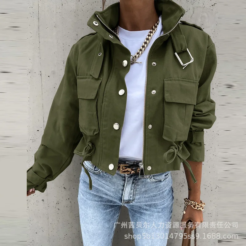 Mandylandy Fashion Women's Army Green Stand Collar Jackets Zipper Closure Outerwear with Pockets Autumn Military Jacket Outwear
Mandylandy Fashion Women's Army Green Stand Collar Jackets Zipper Closure Outerwear with Pockets Autumn Military Jacket Outwear