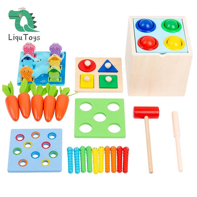 LIQU Montessori Wooden Toys 5 for 1 Set with Magnetic Fishing Game,Multiple Shape Puzzles,Catching Worm Toy,Pounding and Hammer
LIQU Montessori Wooden Toys 5 for 1 Set with Magnetic Fishing Game,Multiple Shape Puzzles,Catching Worm Toy,Pounding and Hammer