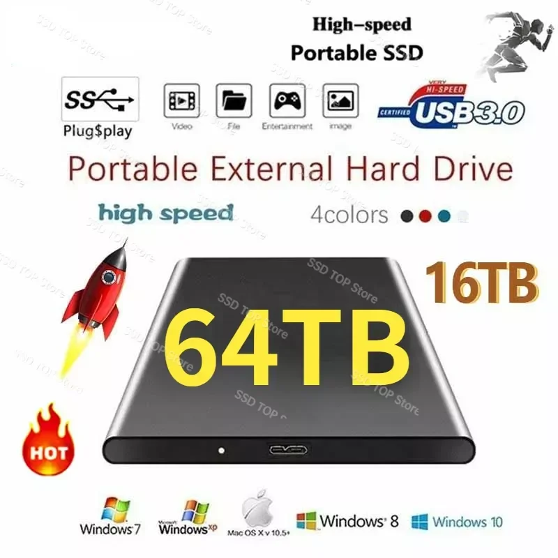 Portable 100% Original High-Speed SSD 2TB 4TB 8TB 16TB 64TB External Hard Drive Mass Storage USB 3.0 Interface Memory hard disk
Portable 100% Original High-Speed SSD 2TB 4TB 8TB 16TB 64TB External Hard Drive Mass Storage USB 3.0 Interface Memory hard disk