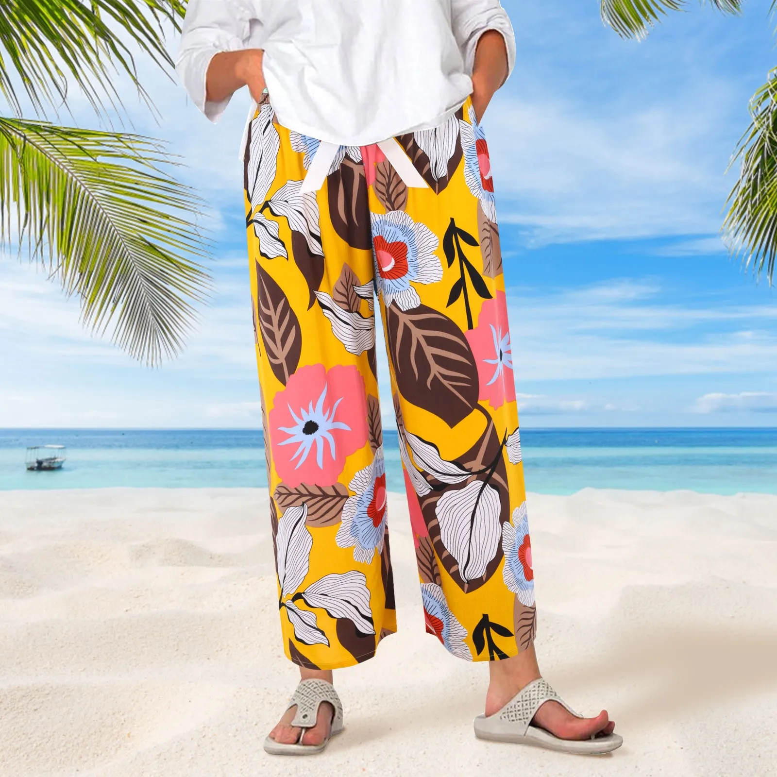 Breathable Wide Leg Pajama Pants Women Comfy Boho Floral Print Lounge Trousers Bow Elastic Waist Long Pj Bottoms Pants Homewear
Breathable Wide Leg Pajama Pants Women Comfy Boho Floral Print Lounge Trousers Bow Elastic Waist Long Pj Bottoms Pants Homewear