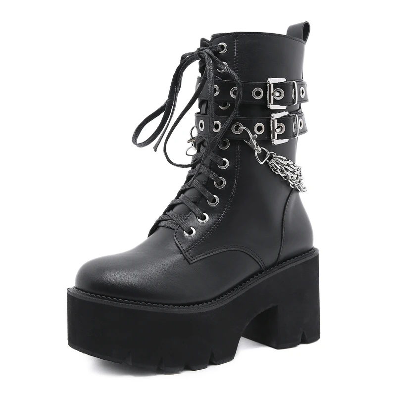 Autumn Winter Women's Shoes High Heel Side Zipper Platform Fashion Rivets Buckle Chain Ankle Boots 04A
Autumn Winter Women's Shoes High Heel Side Zipper Platform Fashion Rivets Buckle Chain Ankle Boots 04A