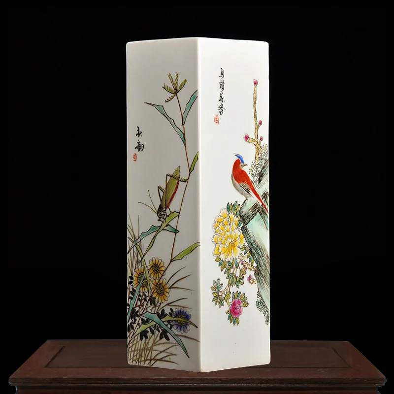 Керамика Цзиндэчжэнь, чистая ручная роспись, Четырехсторонние фарфоровые вазы, традиционное китайское искусство, крафтовые украшения 
Керамика Цзиндэчжэнь, чистая ручная роспись, Четырехсторонние фарфоровые вазы, традиционное китайское искусство, крафтовые украшения