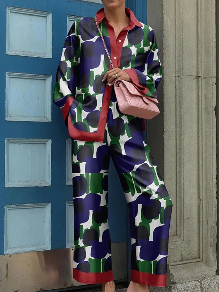 Ice Silk Pajamas Women 2023 Spring Autumn Lapel Painted Sleepwear Suit Long Sleeve Pants 2 Pieces Set Home Clothes Pijamas New
Ice Silk Pajamas Women 2023 Spring Autumn Lapel Painted Sleepwear Suit Long Sleeve Pants 2 Pieces Set Home Clothes Pijamas New