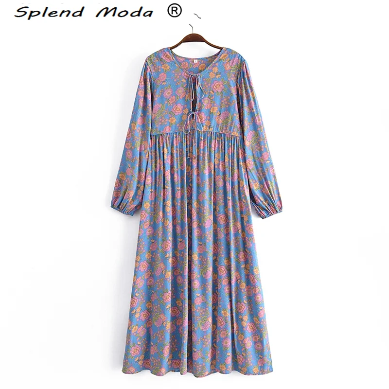Splend Moda New Autumn Boho Style Long Sleeve Floral Printed Long Dress Women Holiday Chic O-neck Loose Cotton Dresses Female
Splend Moda New Autumn Boho Style Long Sleeve Floral Printed Long Dress Women Holiday Chic O-neck Loose Cotton Dresses Female