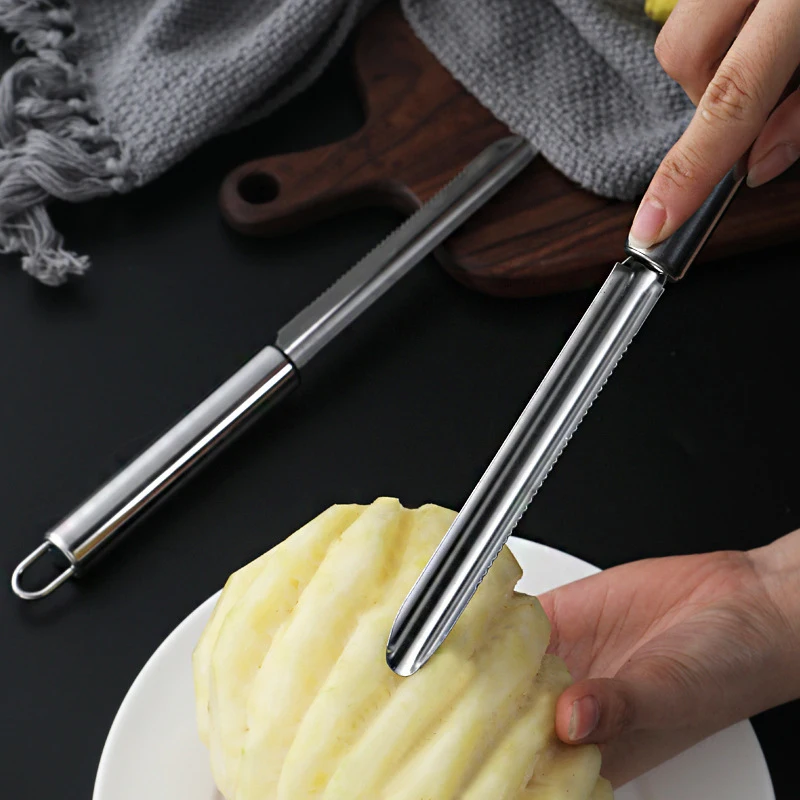 

Stainless Steel Pineapple Knife Apple Pear Corer Non-slip Long Strip Fruit Peeler Kitchen Manual Shovel Slicers Pineapple Dig