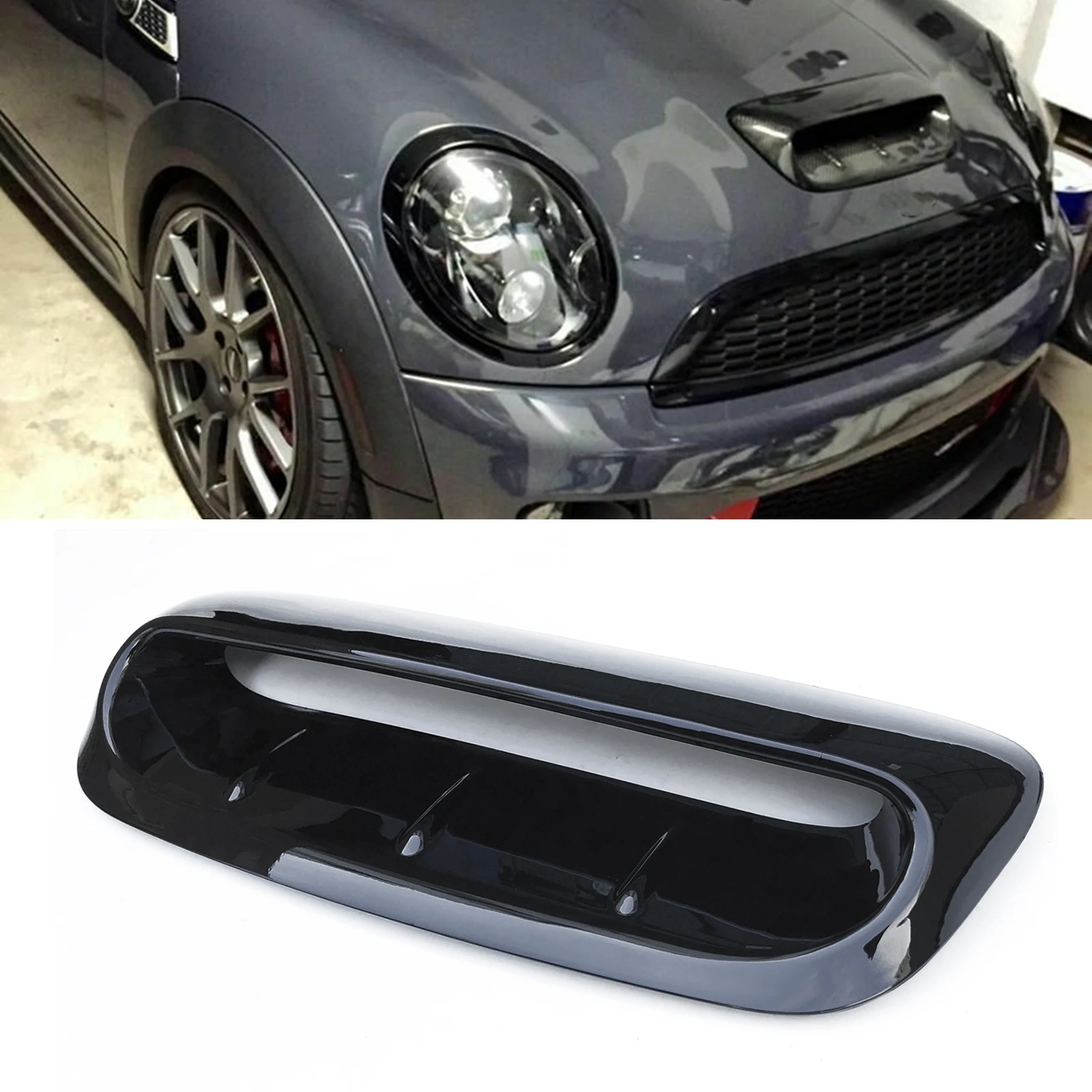 Для Mini Cooper S R56 2007-2014 в передняя зеркальная крышка двигателя черная глянцевая для