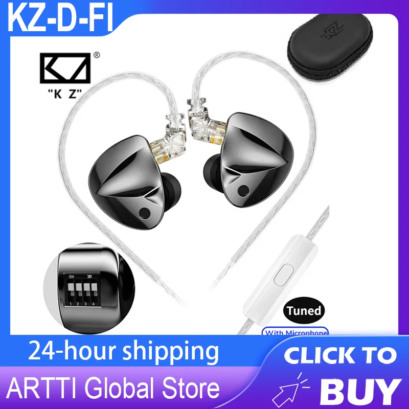 

KZ D-FI HiFi IEMs In Ear 4-Level Monitor Tuning Switches Headphone Live Earplug Music Earphone Circuit Design Headset