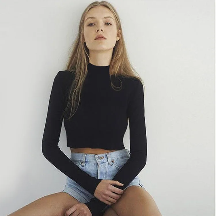 New Spring and Summer Women's Half High Collar Bottom Shirt with Sexy Tight Black Long Sleeve T-shirt Women's Top
New Spring and Summer Women's Half High Collar Bottom Shirt with Sexy Tight Black Long Sleeve T-shirt Women's Top