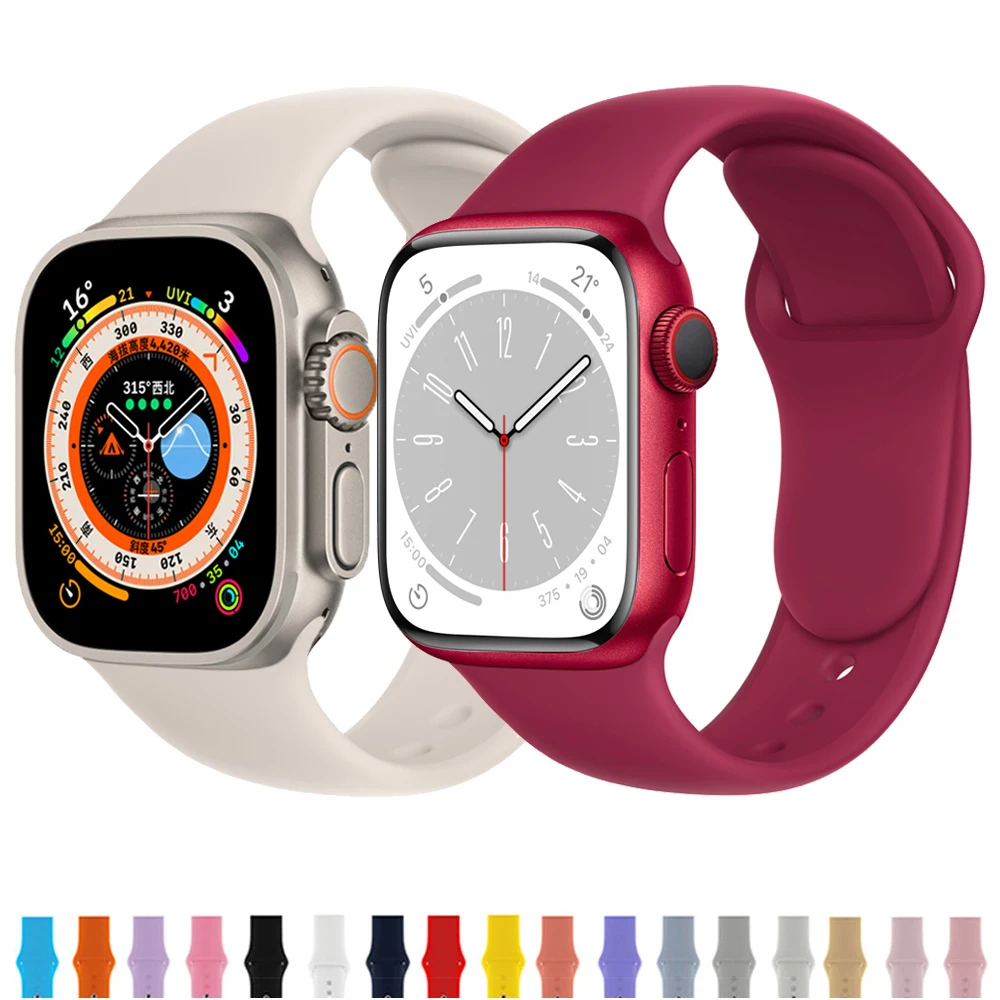 Ремешок спортивный для apple watch band 49 мм 45 мм 41 мм 44 мм 40 мм 42 38 мм, силиконовый браслет для iwatch Series ultra 8 7 6 SE 5 4 3
Ремешок спортивный для apple watch band 49 мм 45 мм 41 мм 44 мм 40 мм 42 38 мм, силиконовый браслет для iwatch Series ultra 8 7 6 SE 5 4 3