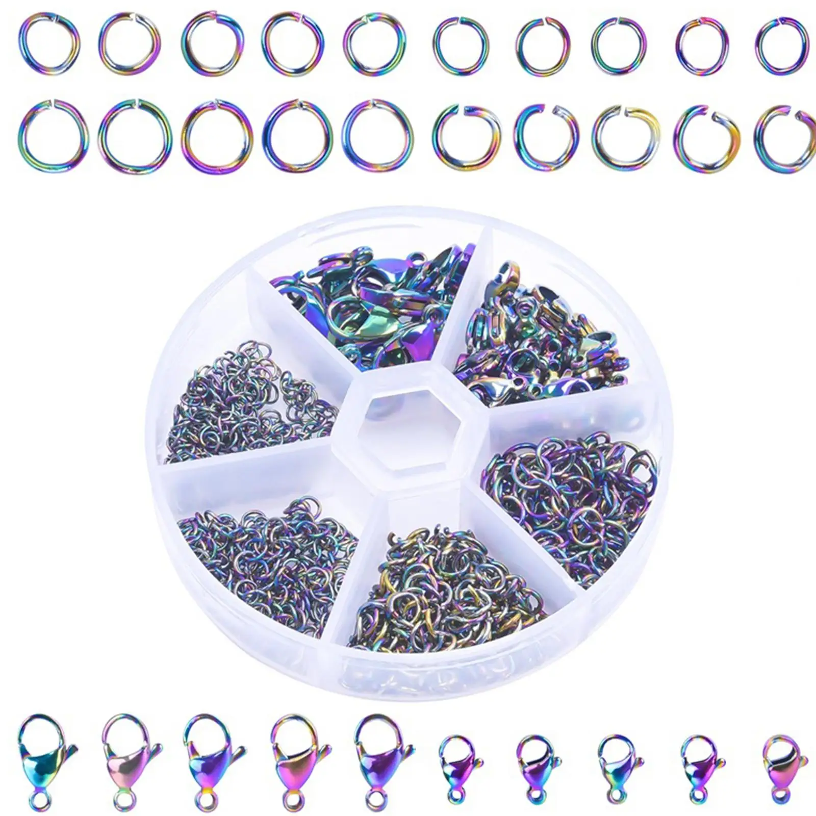 

120 Pieces Lobster Claw Hook and Open Jump Rings Colorful Plating DIY Craft Jewelry Findings Kit for Earrings Supplies Set