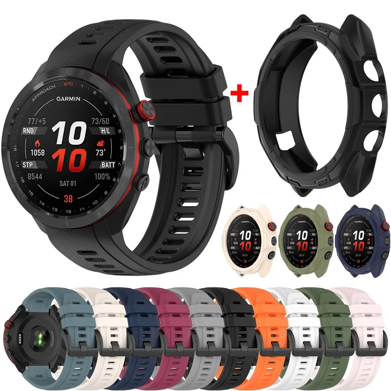 Watchband 20mm Silicone Strap For Garmin Approach S70 42MM 47MM Protector Shell Bracelets Soft TPU Bumper Smart Watch Cover
Watchband 20mm Silicone Strap For Garmin Approach S70 42MM 47MM Protector Shell Bracelets Soft TPU Bumper Smart Watch Cover
