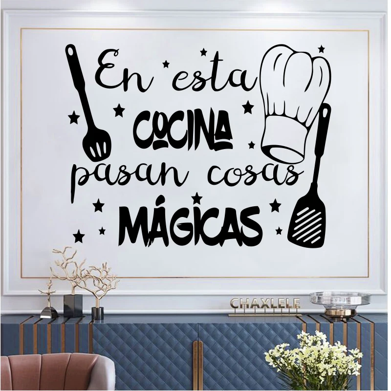 Phrase vinyl decal for kitchen or dining room "Something magical happened in this kitchen" wall sticker decorative flower SP-263
Phrase vinyl decal for kitchen or dining room "Something magical happened in this kitchen" wall sticker decorative flower SP-263