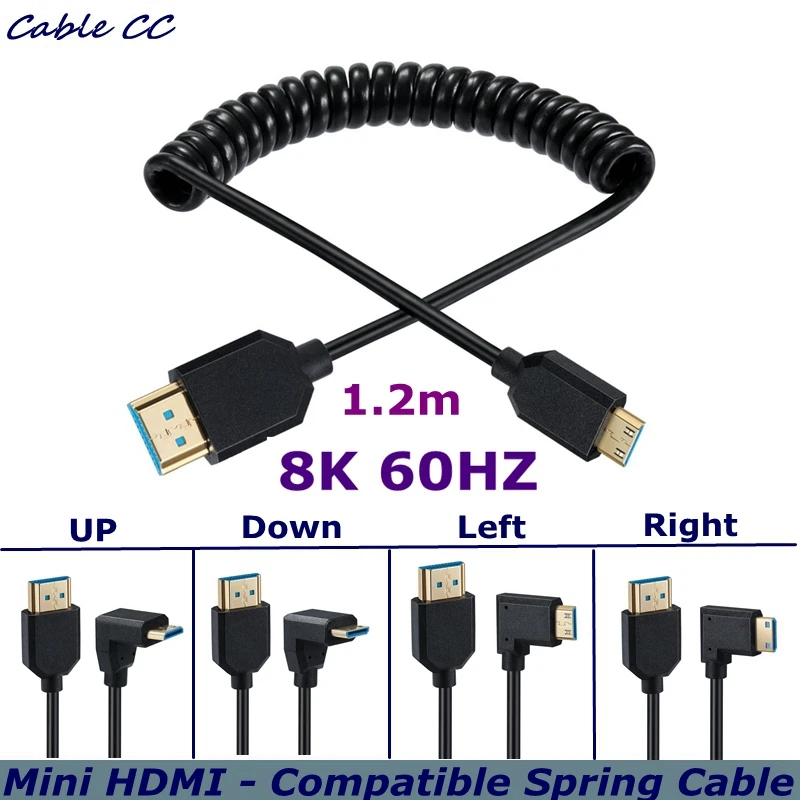 8k@60hz 90 Degree Angle Mini HDMI-Compatible to HDMI-Compatible HD Coiled Cable HDTV-2.1 Computer TV Digital Camera Universal
8k@60hz 90 Degree Angle Mini HDMI-Compatible to HDMI-Compatible HD Coiled Cable HDTV-2.1 Computer TV Digital Camera Universal