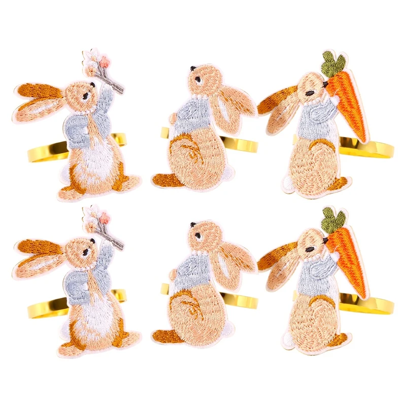 6 Pieces Easter Napkin Rings Bunny Napkin Buckle Embroidered Rabbit Metal Napkin Holders For Easter Home Kitchen Decor
6 Pieces Easter Napkin Rings Bunny Napkin Buckle Embroidered Rabbit Metal Napkin Holders For Easter Home Kitchen Decor
