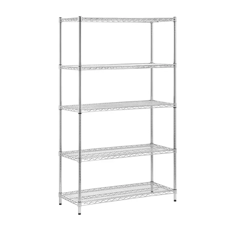 

5-Tier Heavy-Duty Adjustable Shelving Unit with 800-lb Shelf Capacity, Chrome,Shelves & Shelf Units Chrome,Steel