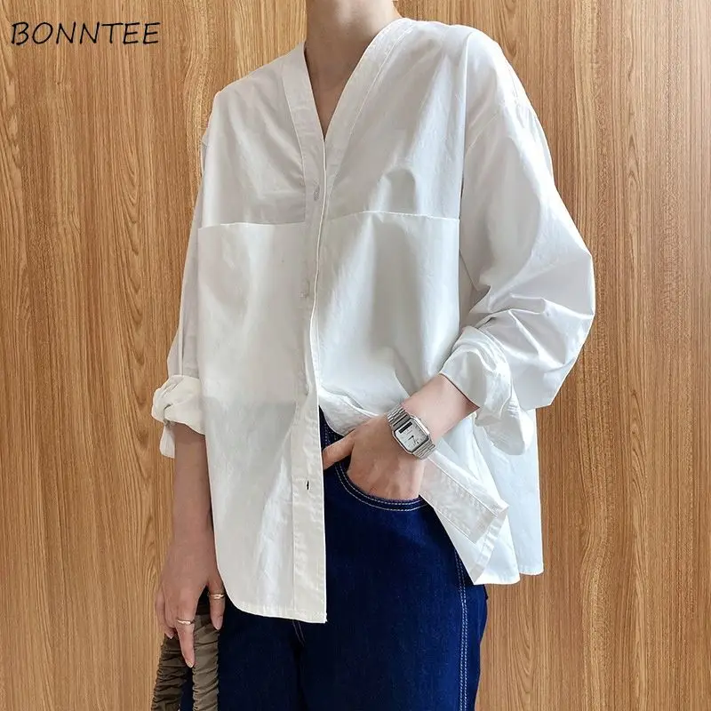 Long Sleeve Shirts Women Pockets Solid V-neck Fashion Simple Chic Top OL Korean Style Female All-match Spring Retro Streetwear
Long Sleeve Shirts Women Pockets Solid V-neck Fashion Simple Chic Top OL Korean Style Female All-match Spring Retro Streetwear