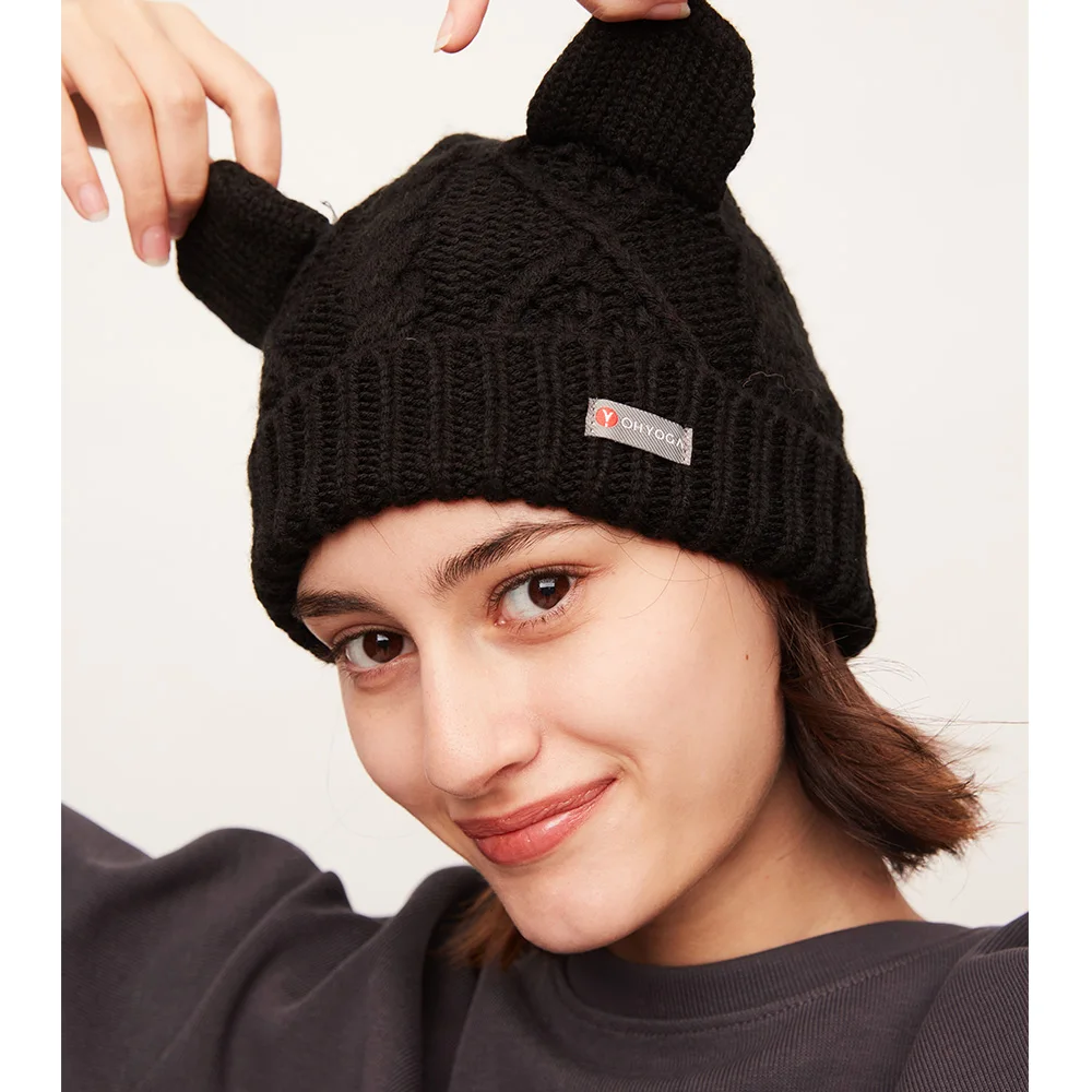 Ohyoga Winter Women Skullies Ears Beanie Wool Knitted Hat Keep Warm Fashion Casual Hats Adjustable Bear Ears Caps for Outdoors
Ohyoga Winter Women Skullies Ears Beanie Wool Knitted Hat Keep Warm Fashion Casual Hats Adjustable Bear Ears Caps for Outdoors