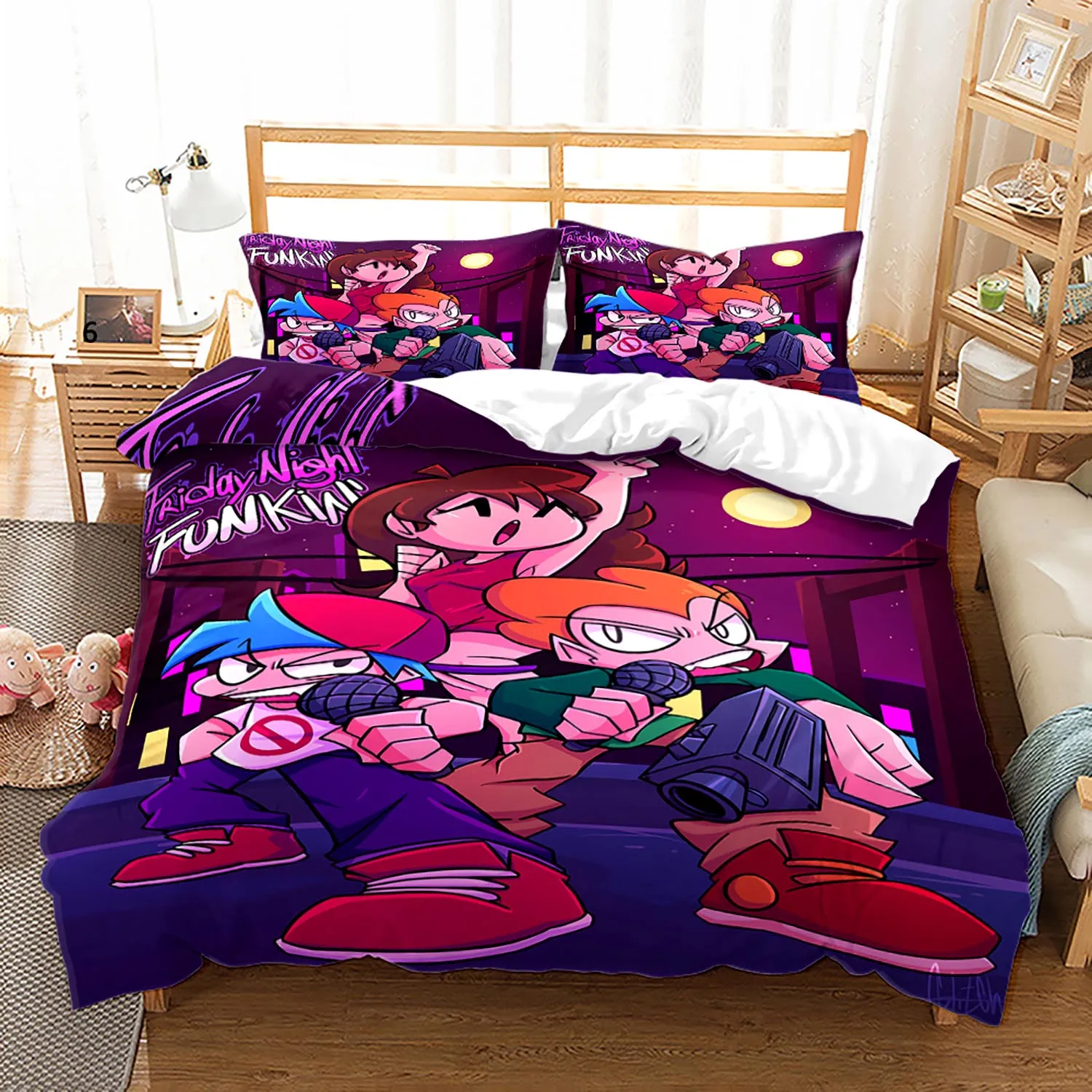 

Friday Night Funkin Bedding Set Single Twin Full Queen King Size Friday Night Funkin Bed Set Children Kid Bedroom Duvetcover 009