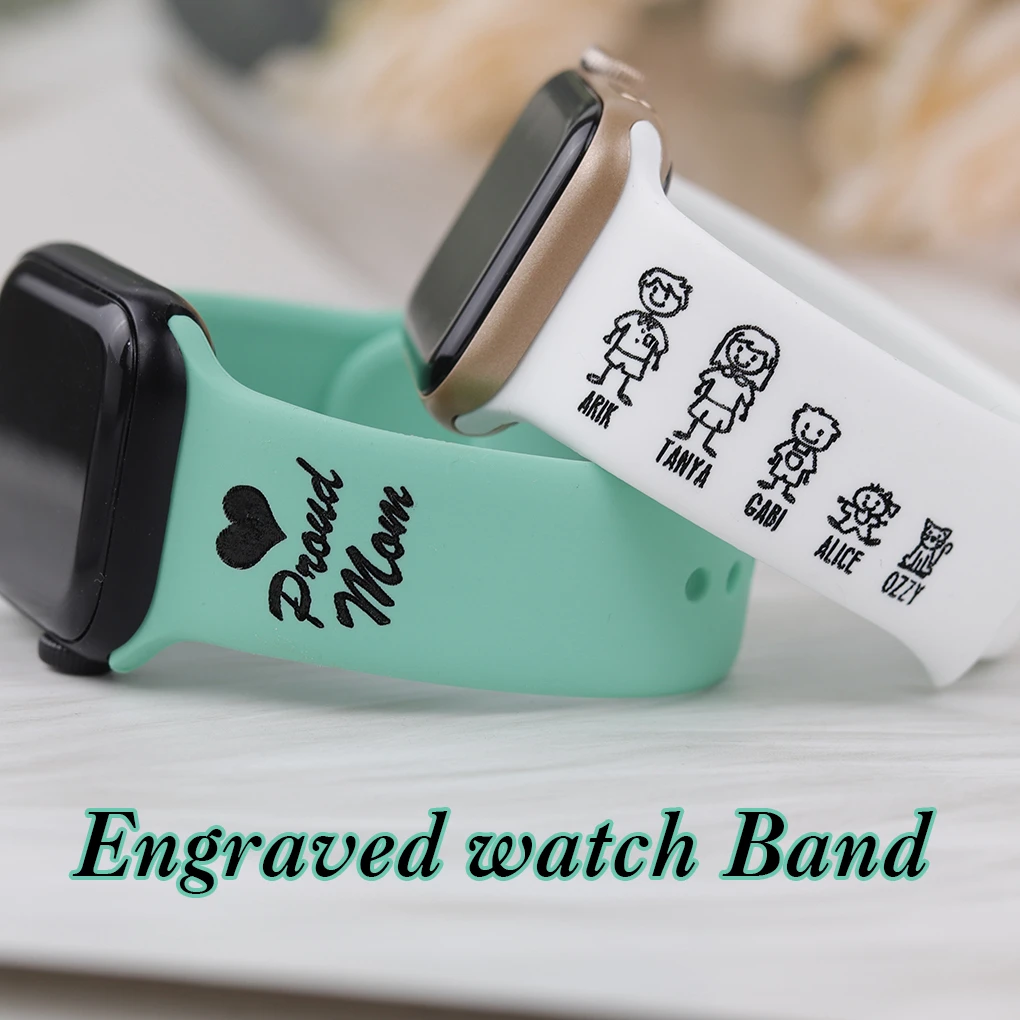 Family Gift Engraved Watch Band Customized Stick Figure Family Apple Watch Band 38mm/40mm/42mm/44mm Personalized Silicone Strape
Family Gift Engraved Watch Band Customized Stick Figure Family Apple Watch Band 38mm/40mm/42mm/44mm Personalized Silicone Strape