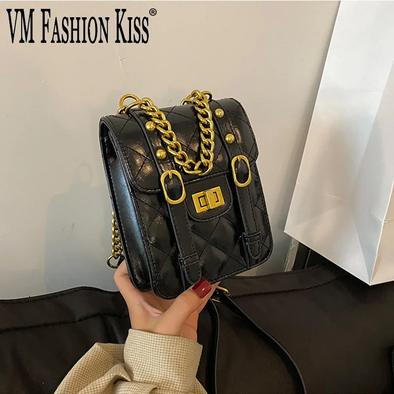 

VM FASHION KISS New Patchwork Luxury Satchels Crossbody Bag For Chains Hasp Pu Leather Messenger Bag Womens Purses And Handbags