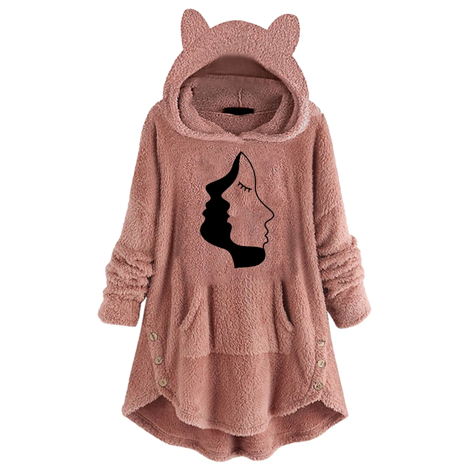 Women's Long Sleeve Cat Ear Hat Hoodie Fleece Cute Print Top With Button Pockets Size Open Extra Soft Hoodie Soft Long Hoodie
Women's Long Sleeve Cat Ear Hat Hoodie Fleece Cute Print Top With Button Pockets Size Open Extra Soft Hoodie Soft Long Hoodie