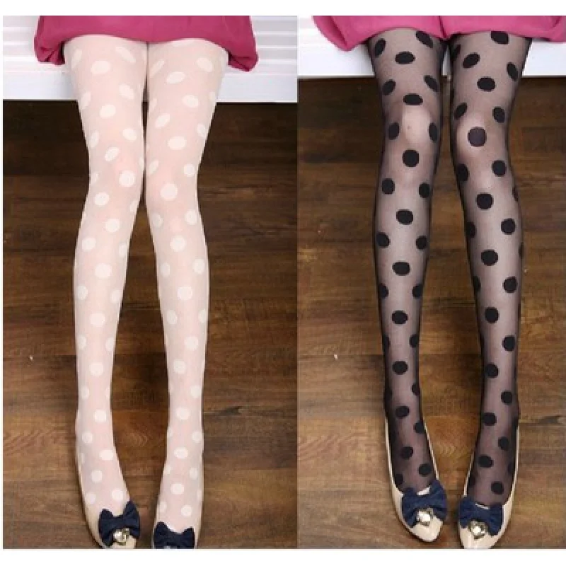 Foreign Trade Korean Big Polka Dot Large round Point Ultra-Thin Jacquard Stockings Pantyhose Dot Stockings Black White 
Foreign Trade Korean Big Polka Dot Large round Point Ultra-Thin Jacquard Stockings Pantyhose Dot Stockings Black White