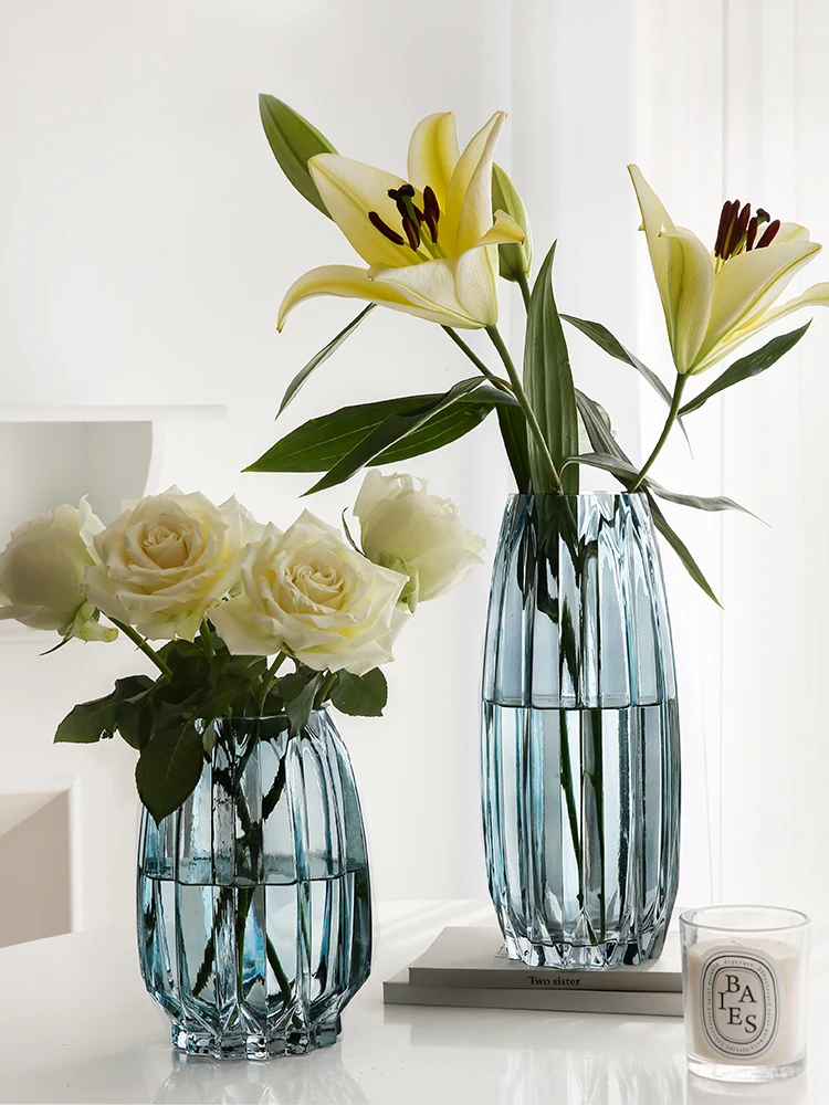 Скандинавская утолщенная стеклянная ваза Прозрачная Черная для гостиной