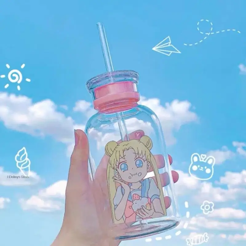 450ml Cute Sailor Moon Glass Water Bottle Case With Tube Soda Drinks Bottle For Water Transparent Juice Water Cup Trinkflasche
450ml Cute Sailor Moon Glass Water Bottle Case With Tube Soda Drinks Bottle For Water Transparent Juice Water Cup Trinkflasche