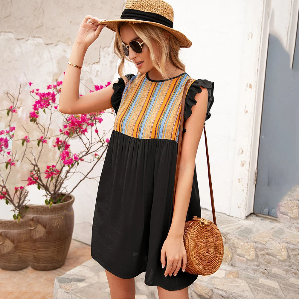 Fashion Summer Short Sleeve Women's Dress 2021 New Casual Ethnic Style Round Neck Loose Fungus Sleeve Patchwork Dress Robe Femme
Fashion Summer Short Sleeve Women's Dress 2021 New Casual Ethnic Style Round Neck Loose Fungus Sleeve Patchwork Dress Robe Femme