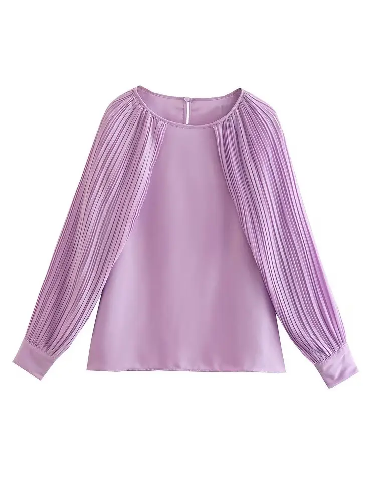 MESTTRAF Women 22 Fashion Solid Color Pleated Sleeves Blouses Vintage Round Collar Long Sleeve Female Blouses Blusas Streetwear
MESTTRAF Women 22 Fashion Solid Color Pleated Sleeves Blouses Vintage Round Collar Long Sleeve Female Blouses Blusas Streetwear