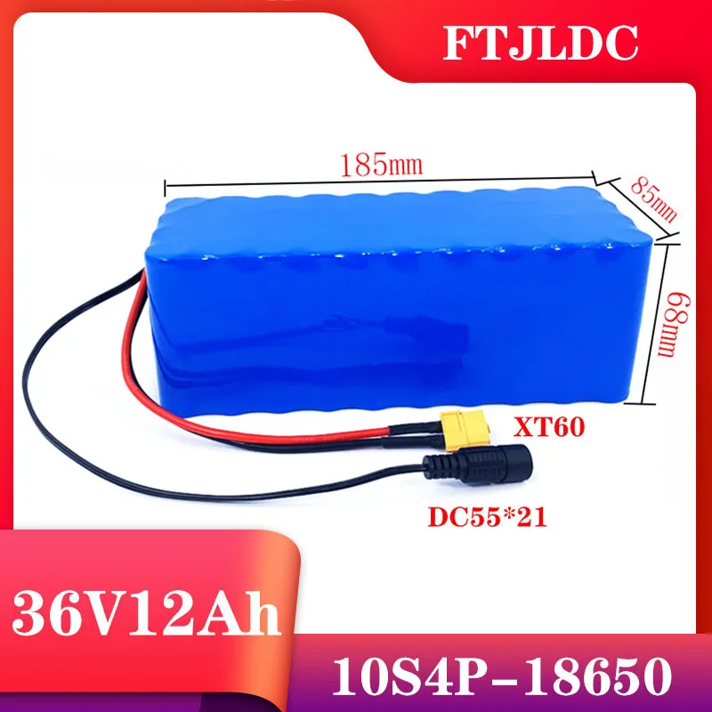 

FTJLDC 36V 10S4P 12Ah 600W High power capacity 42V18650 lithium battery pack ebike electric car bicycle motor scooter 20A BMS
