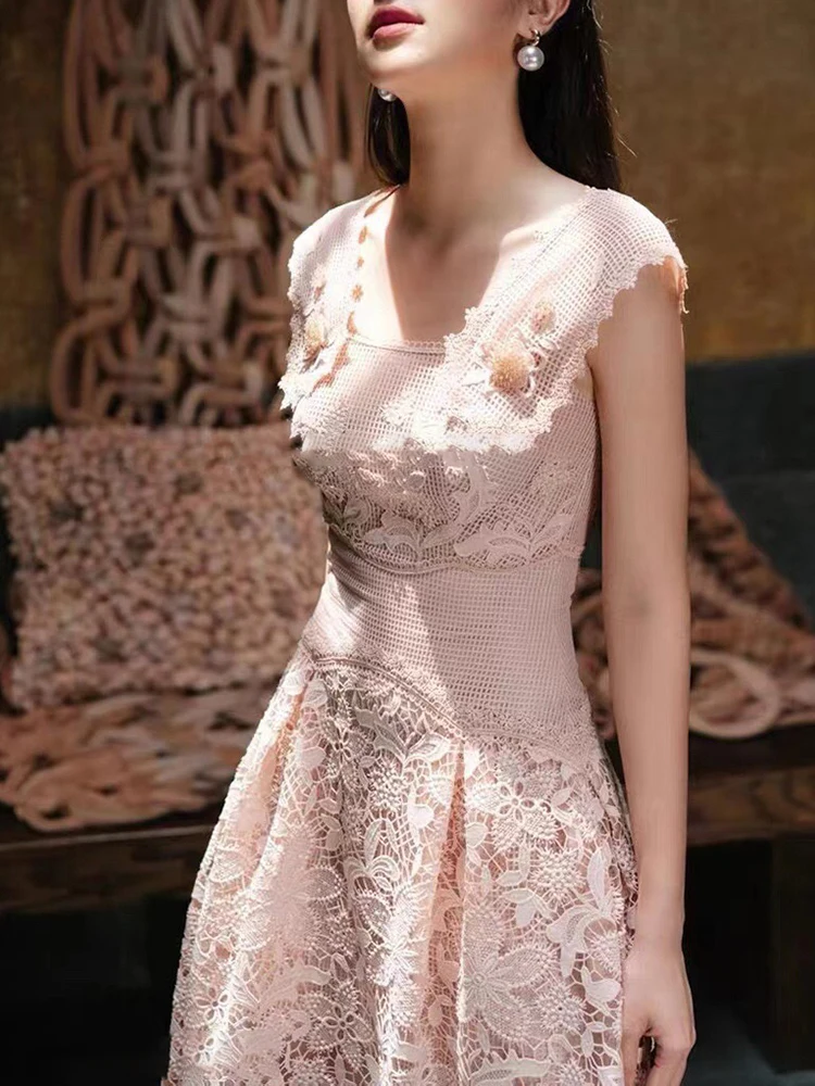Delocah High Quality Summer Women Fashion Designer Midi Dress Sleeveless Appliques Hollow Out Lace Pink Color Print Tank Dresses
Delocah High Quality Summer Women Fashion Designer Midi Dress Sleeveless Appliques Hollow Out Lace Pink Color Print Tank Dresses