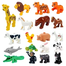 Big Size Building Blocks Animal Accessories Farm Figures Rabbit Fish Bear Chicken Pig Duck Dog Cat Horse Cow Sheep Toys Gifts
