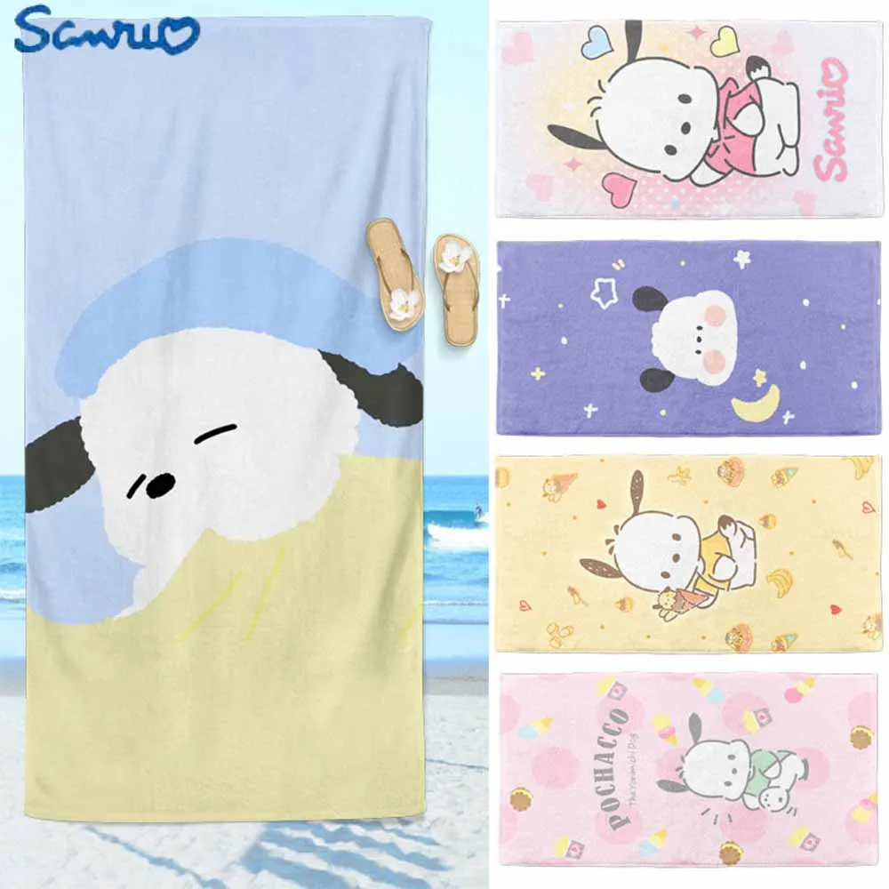 

Beach Towels Sports Towel Sanrioed Pochacco Quick Drying Water Uptake Comfort Soft Cartoon Anime Pattern Microfiber Bath Towel
