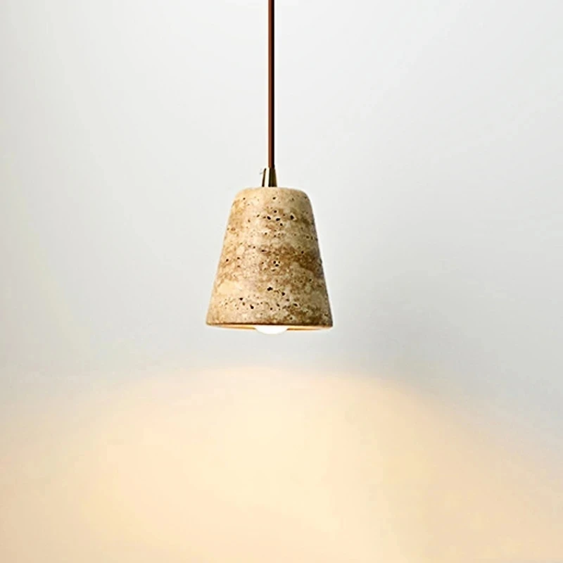 

Japan Wabi Sabi Bedside Pendant Lamp Hotel Restaurant Nordic Travertine Droplight Yellow Marble Hanging Light Dining Room